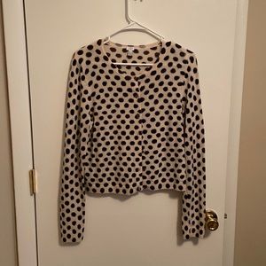 Anthropologie polka dot cardigan sweater merino wool GUC